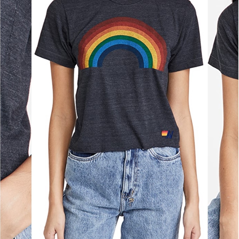 Grey rainbow boyfriend tee aviator nation size small